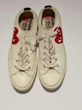 Converse x Comme des Garçons PLAY Chuck Taylor Low Top Sneakers | Cream | Sz 8